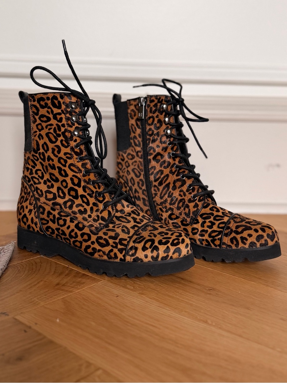 Donald J. Pliner leopard calf-hair combat boots - Women